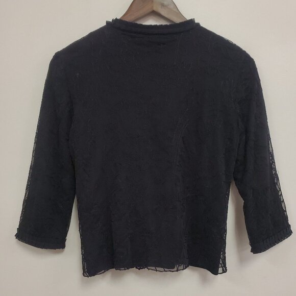 Due Per Due Women Whimsigoth Embroidered Mesh Cardigan Size S Black Fairy Grunge - Picture 2 of 10